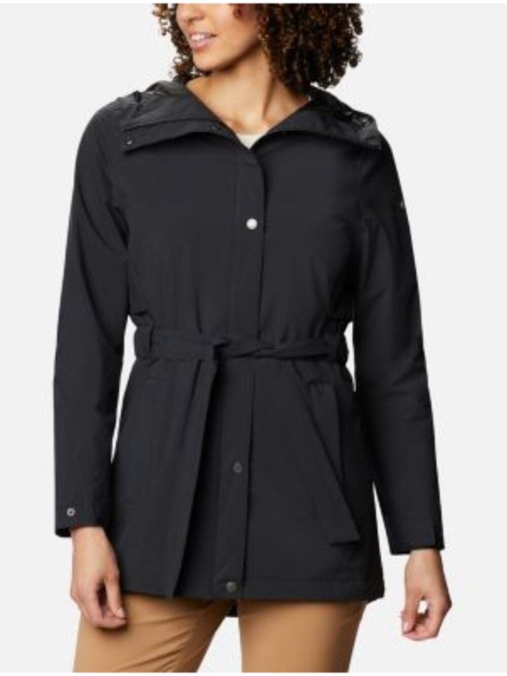 Columbia Women's Black Trench Of Many Hooded WP Rain Trench Jacket Size M